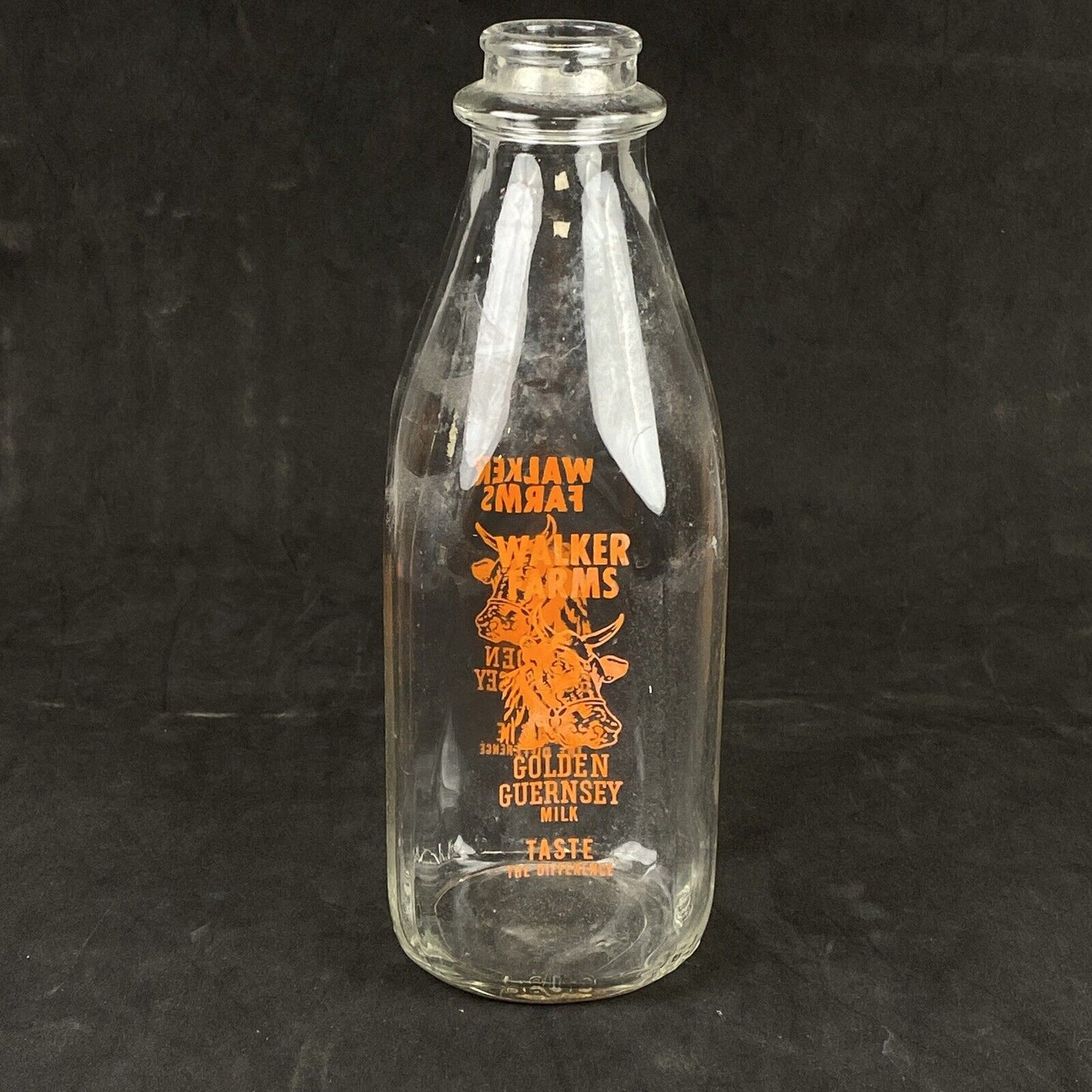 Walker Farms Golden Guernsey Milk Quart Milk Bottle