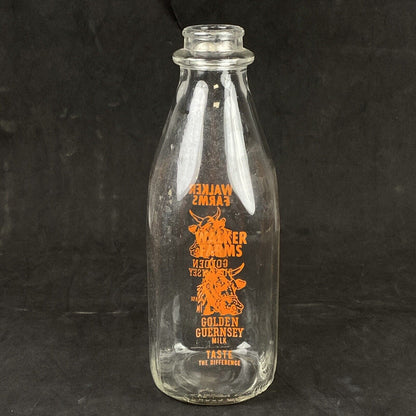 Walker Farms Golden Guernsey Milk Quart Milk Bottle