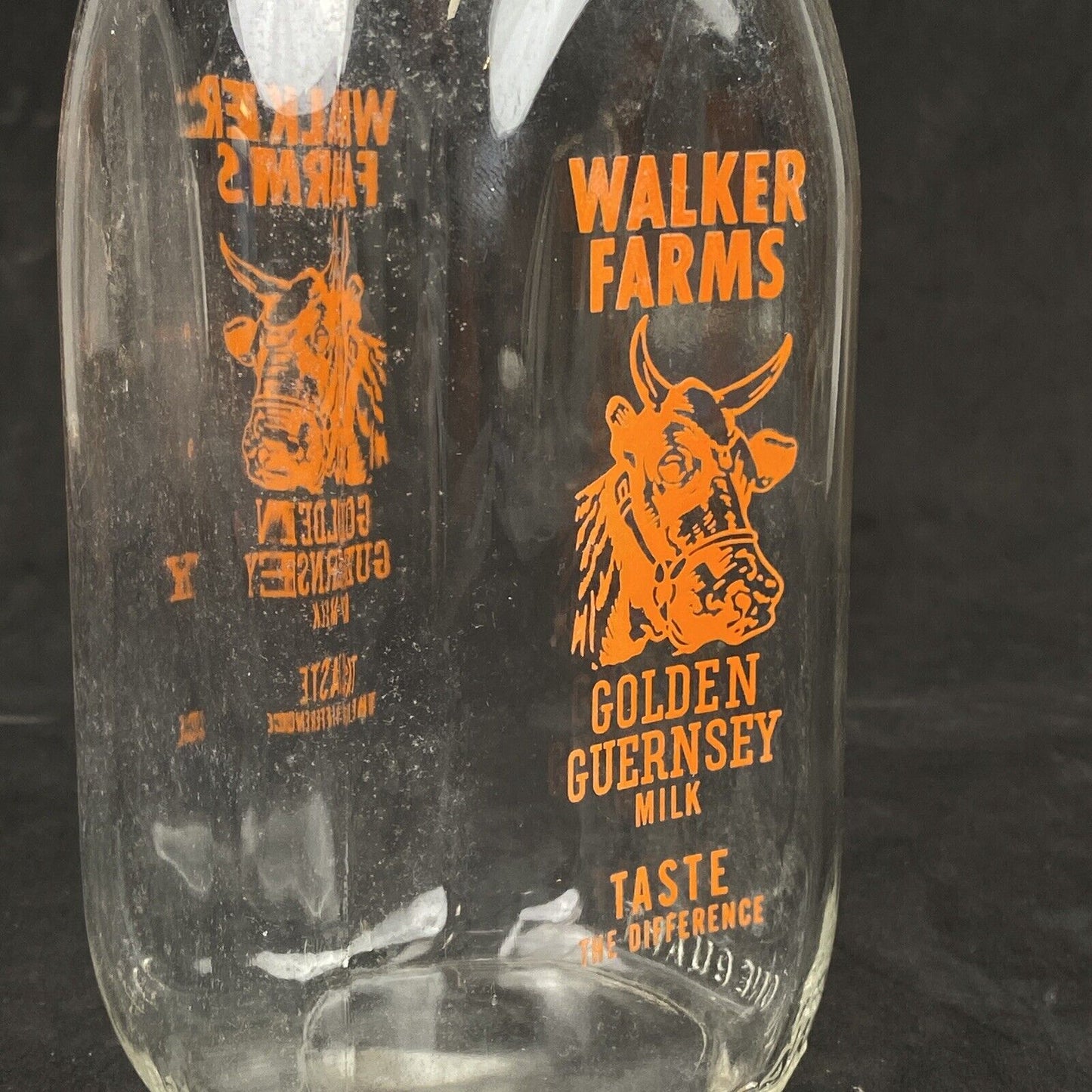 Walker Farms Golden Guernsey Milk Quart Milk Bottle