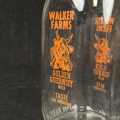 Walker Farms Golden Guernsey Milk Quart Milk Bottle