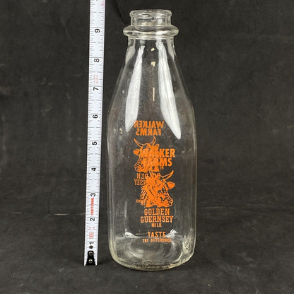 Walker Farms Golden Guernsey Milk Quart Milk Bottle