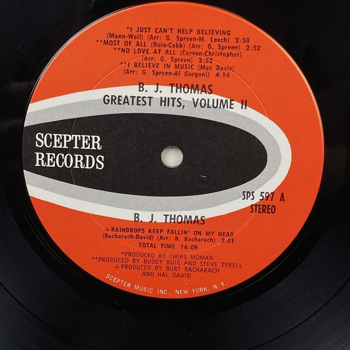 Greatest Hits Vol 2 LP Record Vinyl B.J. Thomas 597