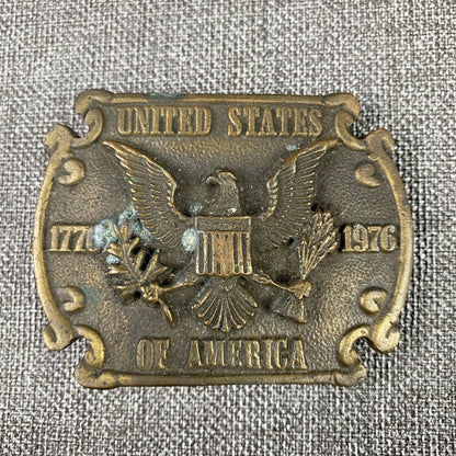 1776-1976 Bicentennial United States Of America Brass Belt Buckle Eagle Shield