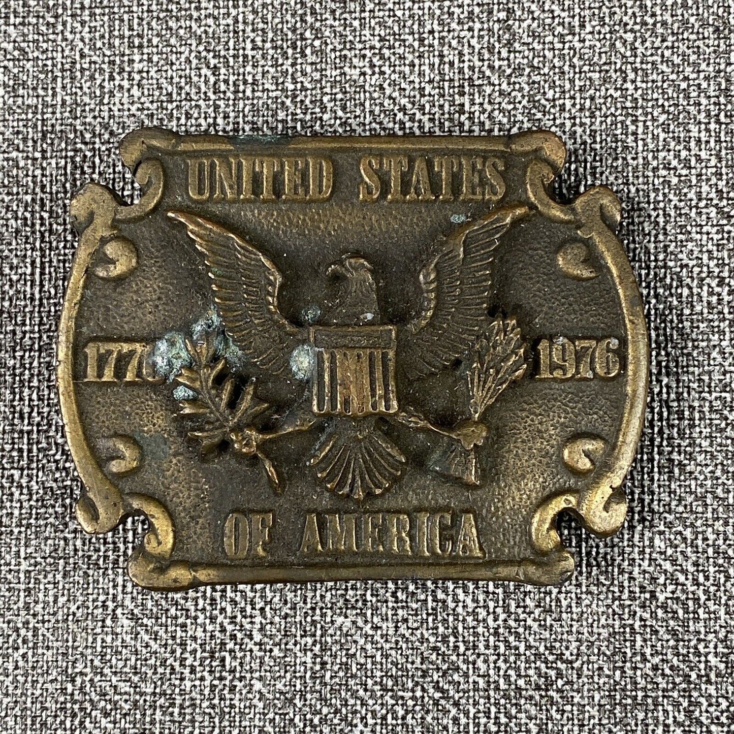 1776-1976 Bicentennial United States Of America Brass Belt Buckle Eagle Shield