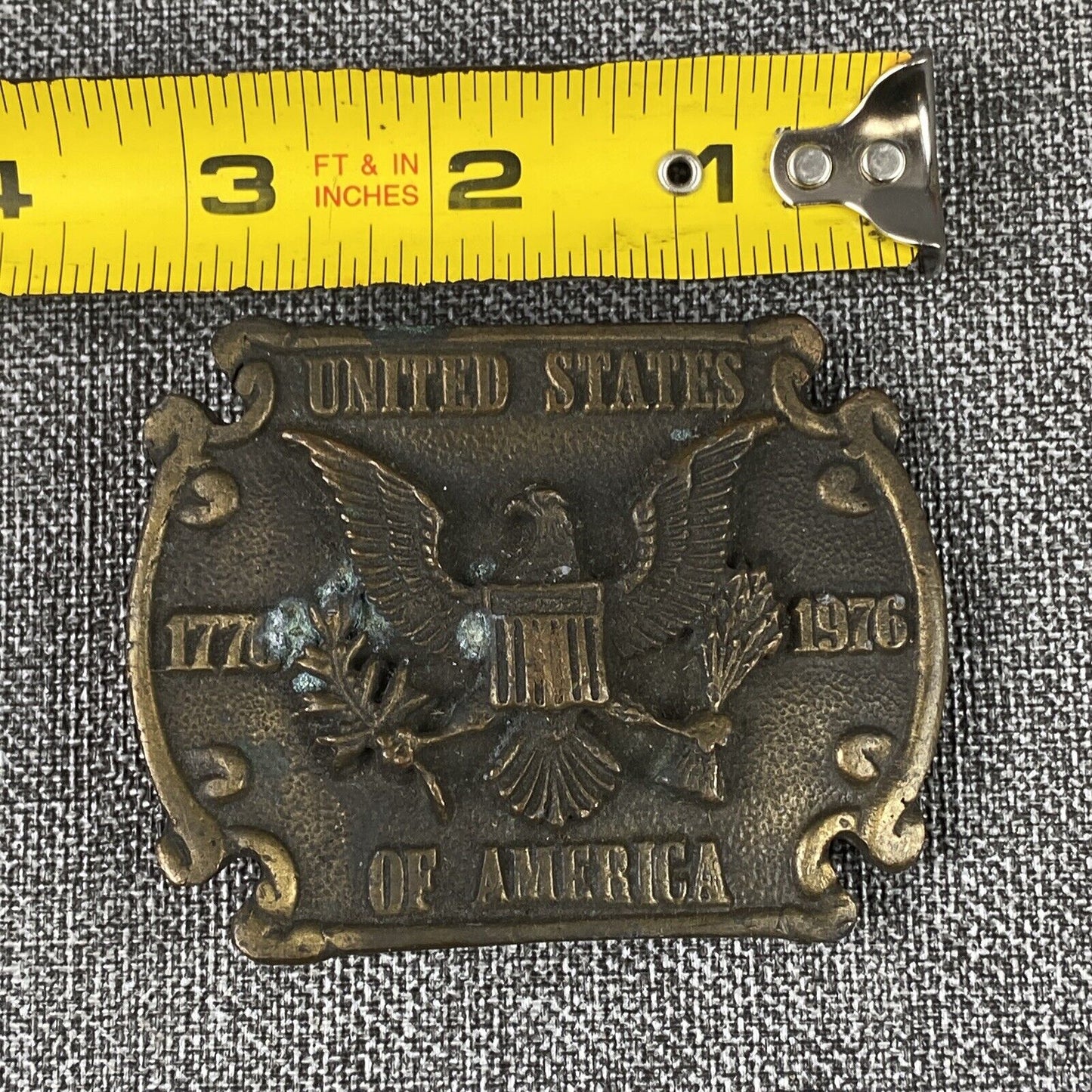 1776-1976 Bicentennial United States Of America Brass Belt Buckle Eagle Shield