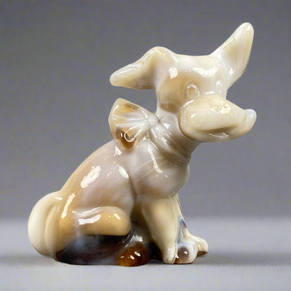 Vintage Slag Glass Cow Figurine 3.5" Tall