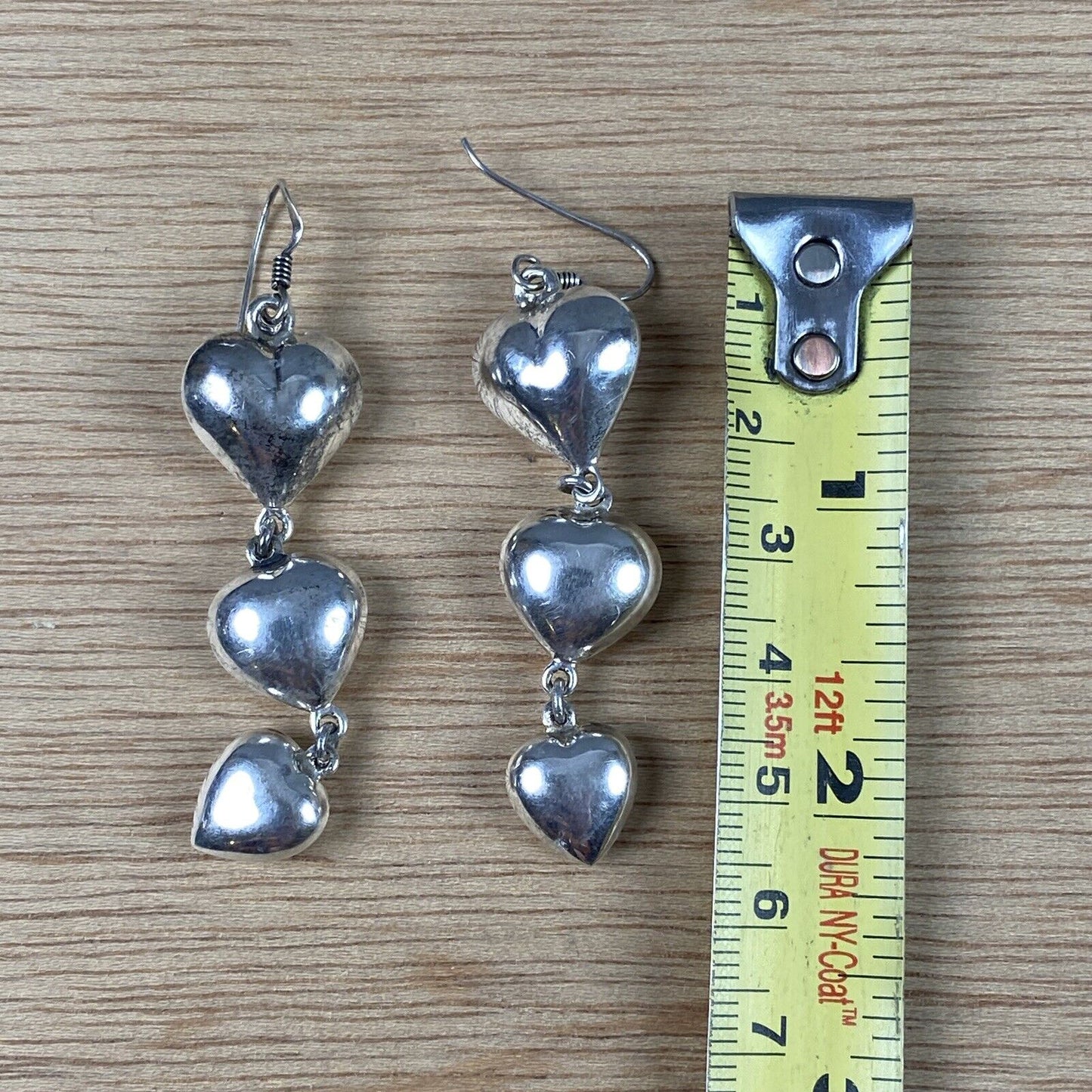 Vintage Sterling Silver Puffed Heart Earrings 925