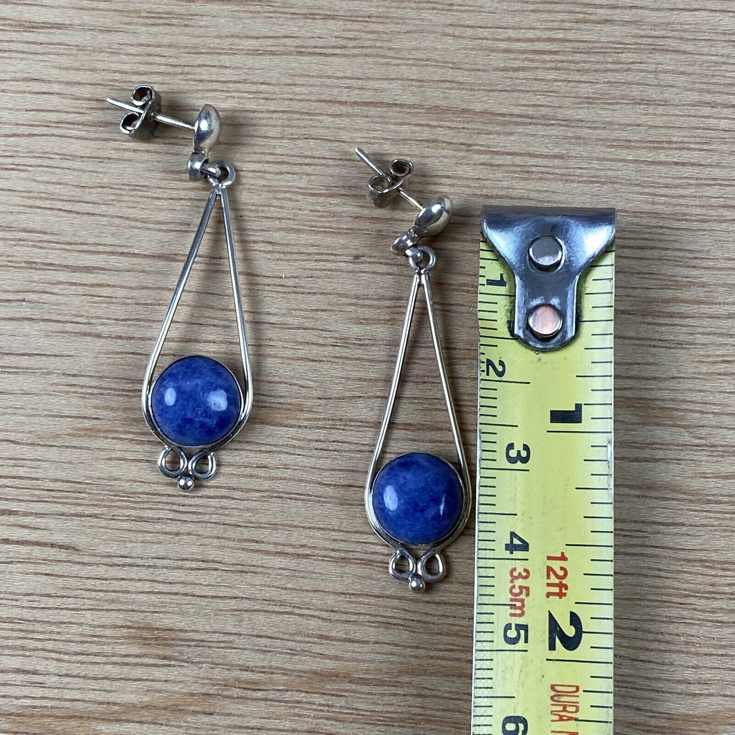 Vintage Silver Swing Earring with Lapis Stone NV Peru 925