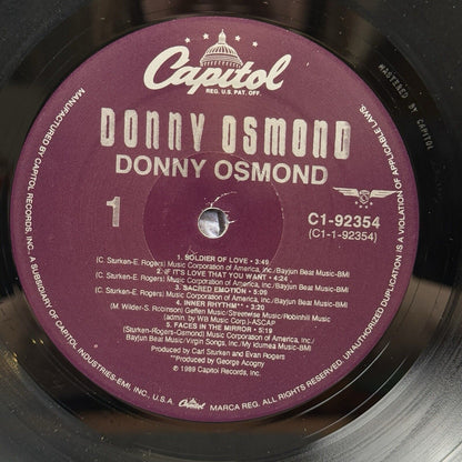 Donny Osmond Vinyl Record by Capitol Records 1989