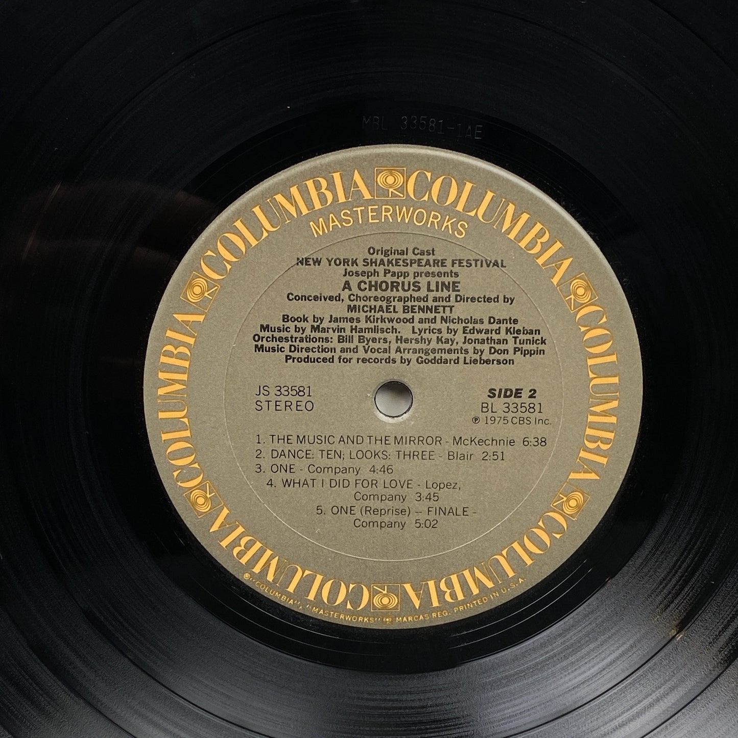 A Chorus Line Broadway Musical M. Bennett Columbia Masterworks Vinyl Record 1975