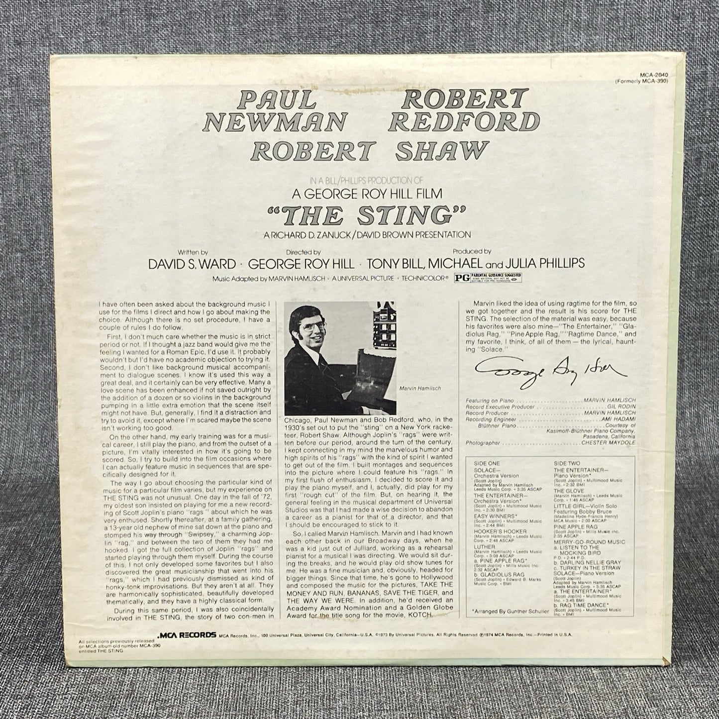 Marvin Hamlisch/Scott Joplin -The Sting - Original Soundtrack - 1974 - EX