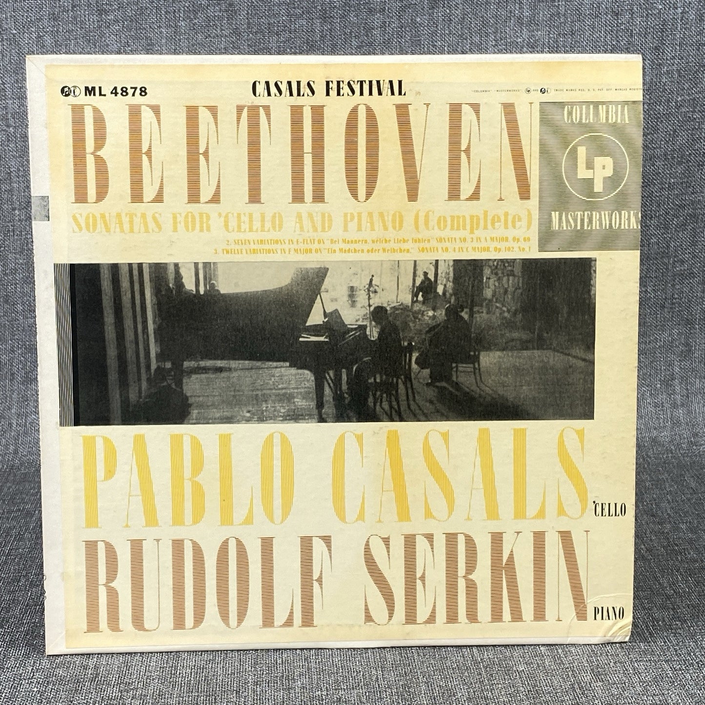 Pablo Casals Rudolf Serkin Beethoven Sonatas Columbia LP Masterworks 6 EYE