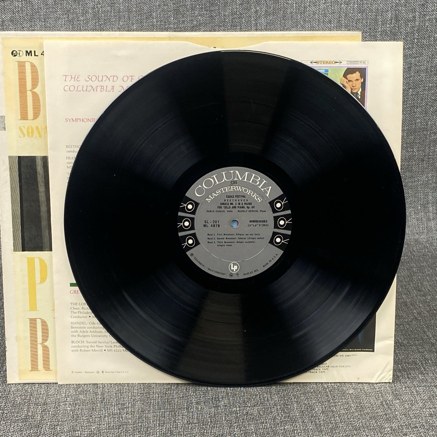 Pablo Casals Rudolf Serkin Beethoven Sonatas Columbia LP Masterworks 6 EYE