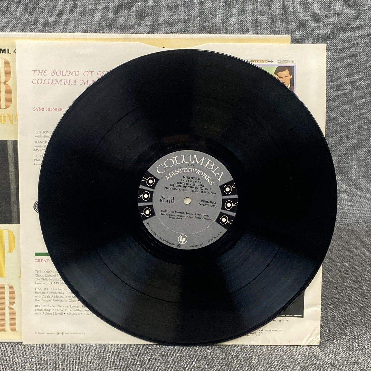 Pablo Casals Rudolf Serkin Beethoven Sonatas Columbia LP Masterworks 6 EYE