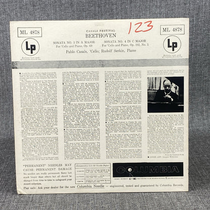 Pablo Casals Rudolf Serkin Beethoven Sonatas Columbia LP Masterworks 6 EYE