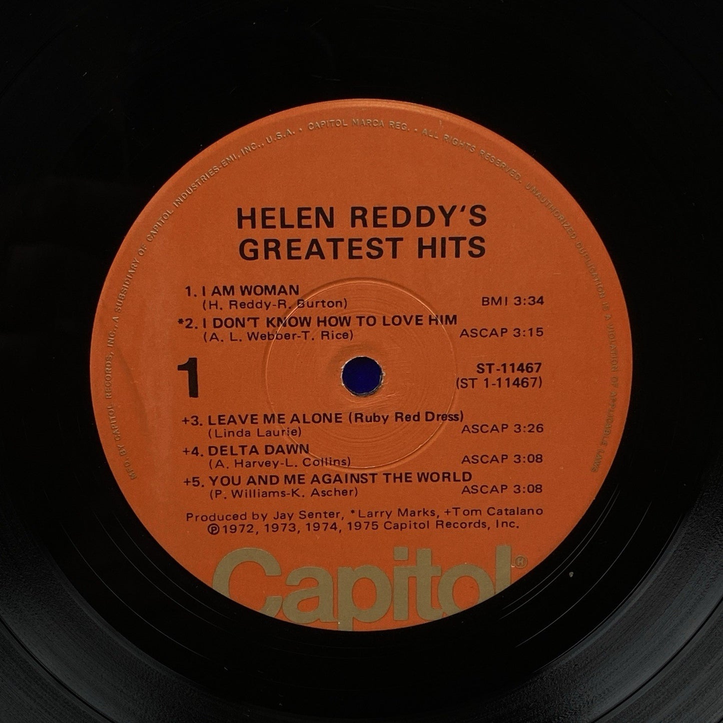 Helen Reddy's Greatest Hits Vinyl LP Capitol Records 1975