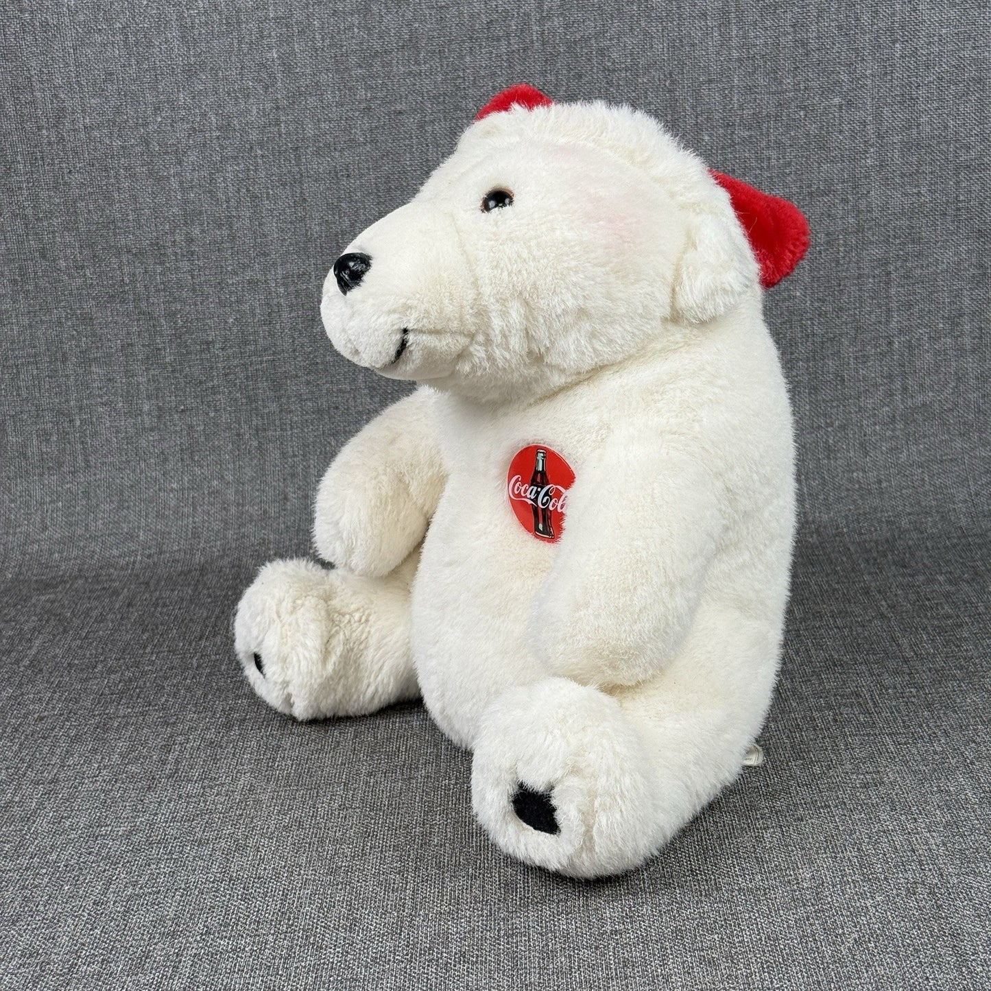 Vintage Coca Cola Polar Bear Plush 1993 Christmas Santa Hat 11" tall