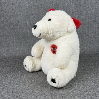 Vintage Coca Cola Polar Bear Plush 1993 Christmas Santa Hat 11" tall