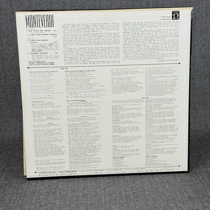 Claudio Monteverdi Vocal and Instrumental Vinyl Records lot of 2 - NEAR MINT