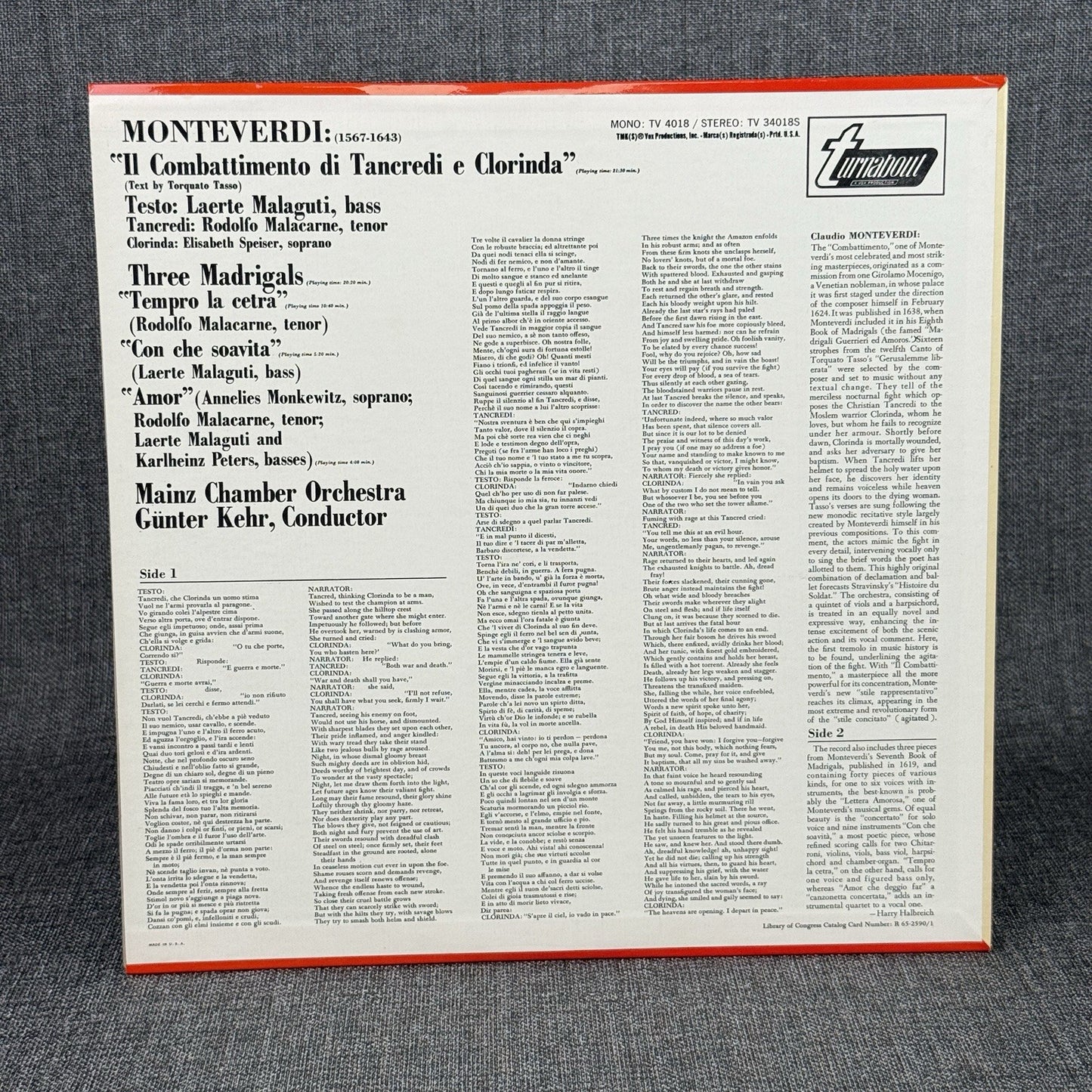 Claudio Monteverdi Vocal and Instrumental Vinyl Records lot of 2 - NEAR MINT
