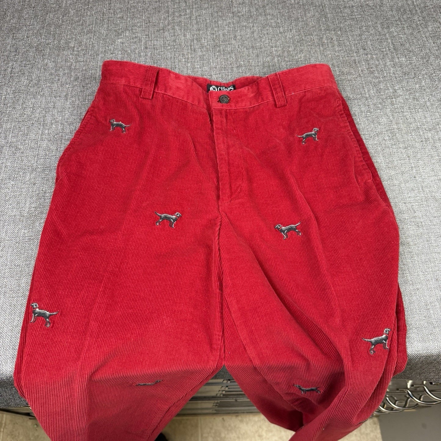 Chaps Ralph Lauren Corduroy Pants Women's 32" x 26" Dog Black Lab Embroidered
