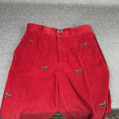 Chaps Ralph Lauren Corduroy Pants Women's 32" x 26" Dog Black Lab Embroidered