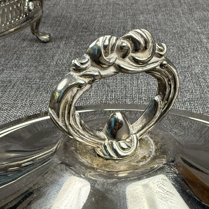 Silver Plated Three Footed Chafing Dish Casserole Warmer Marinex Glass Bake Dish