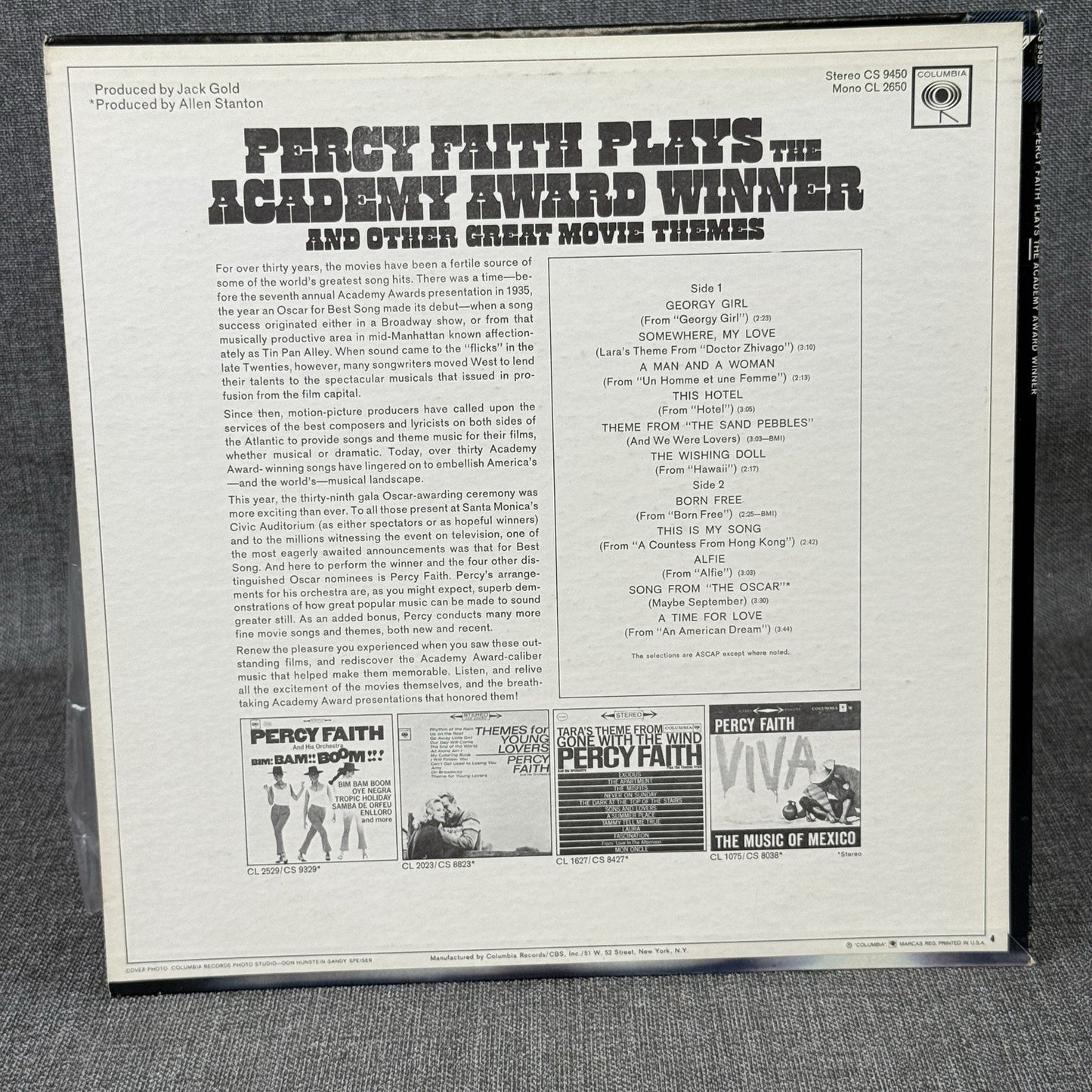 PERCY FAITH and his orchestra lot of 3 Vinyl Records - NEAR MINT