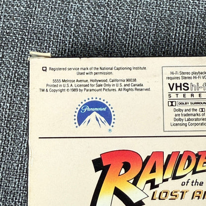 Raiders of the Lost Ark & Indiana Jones VHS Tape Movies Bundle