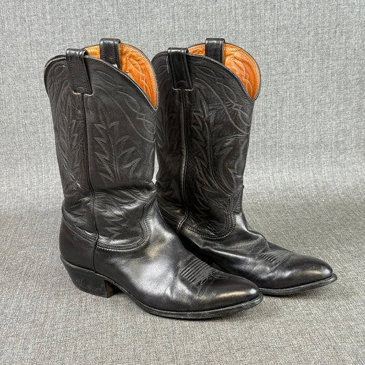 Nocona Cowboy Boots Mens Sz 9.5 D Black Leather Western Style Made in USA