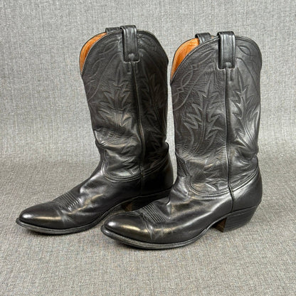 Nocona Cowboy Boots Mens Sz 9.5 D Black Leather Western Style Made in USA