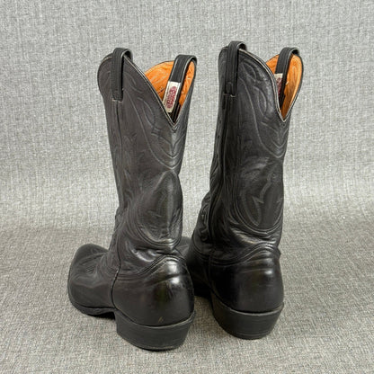 Nocona Cowboy Boots Mens Sz 9.5 D Black Leather Western Style Made in USA