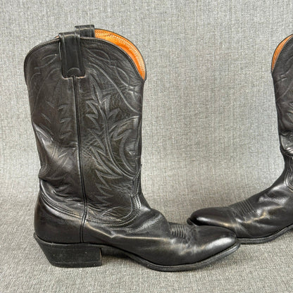 Nocona Cowboy Boots Mens Sz 9.5 D Black Leather Western Style Made in USA