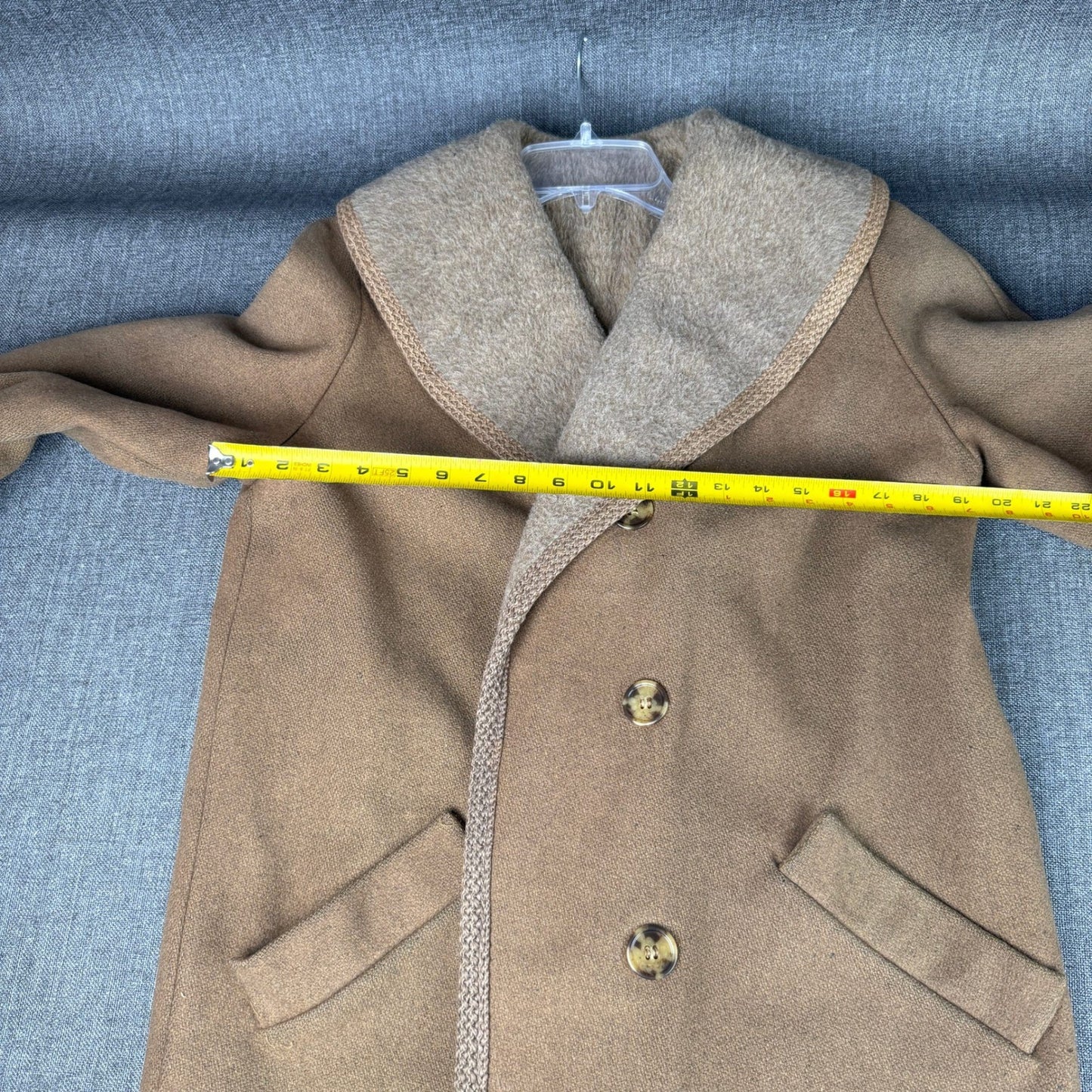 Vintage Wool Blend Double Breasted Car Coat with Shawl Collar - Retro Style