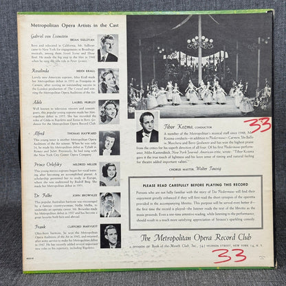 Johann Strauss Die Fledermaus Metropolitan Opera Record Club Vinyl