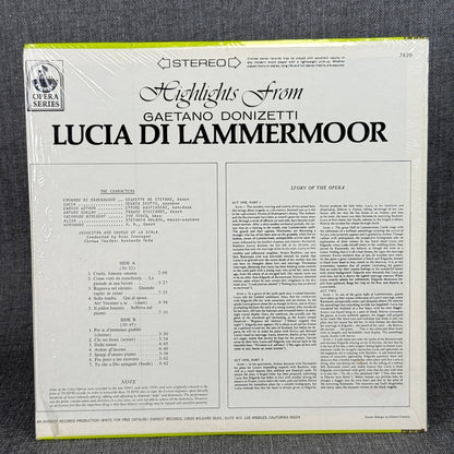 Highlights From Lucia Di Lammermoor Gaetano Donizetti Opera Stereo - NEAR MINT