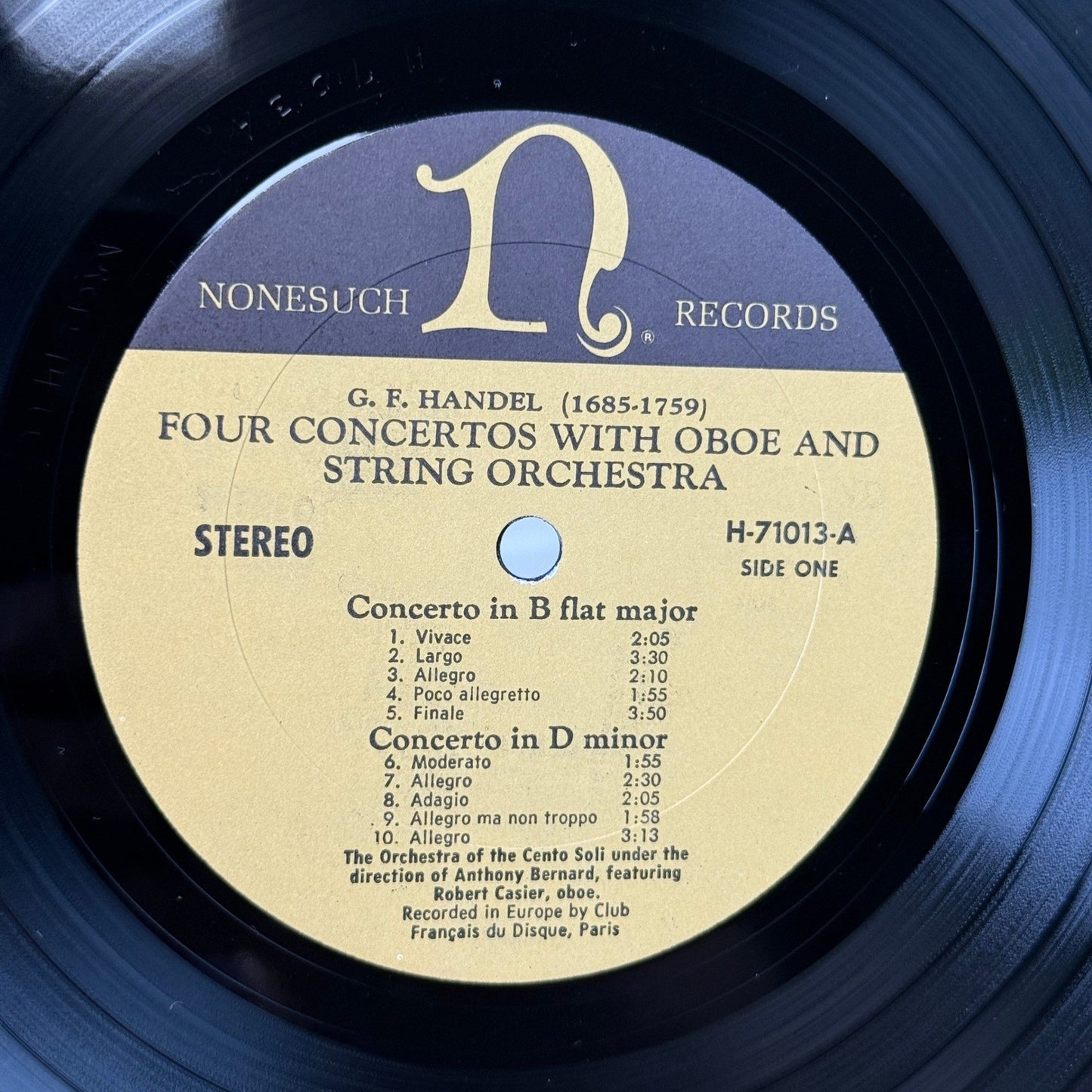 G.F. Handel Four Concertos Oboe & String Orchestra Nonesuch Vinyl Record - NM