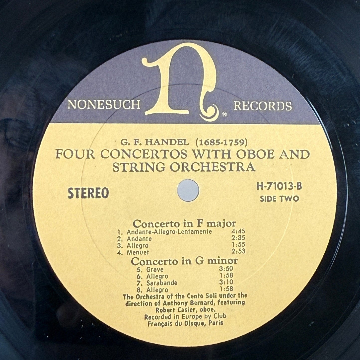 G.F. Handel Four Concertos Oboe & String Orchestra Nonesuch Vinyl Record - NM