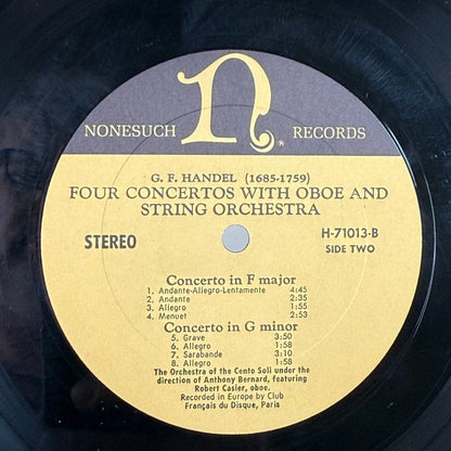 G.F. Handel Four Concertos Oboe & String Orchestra Nonesuch Vinyl Record - NM