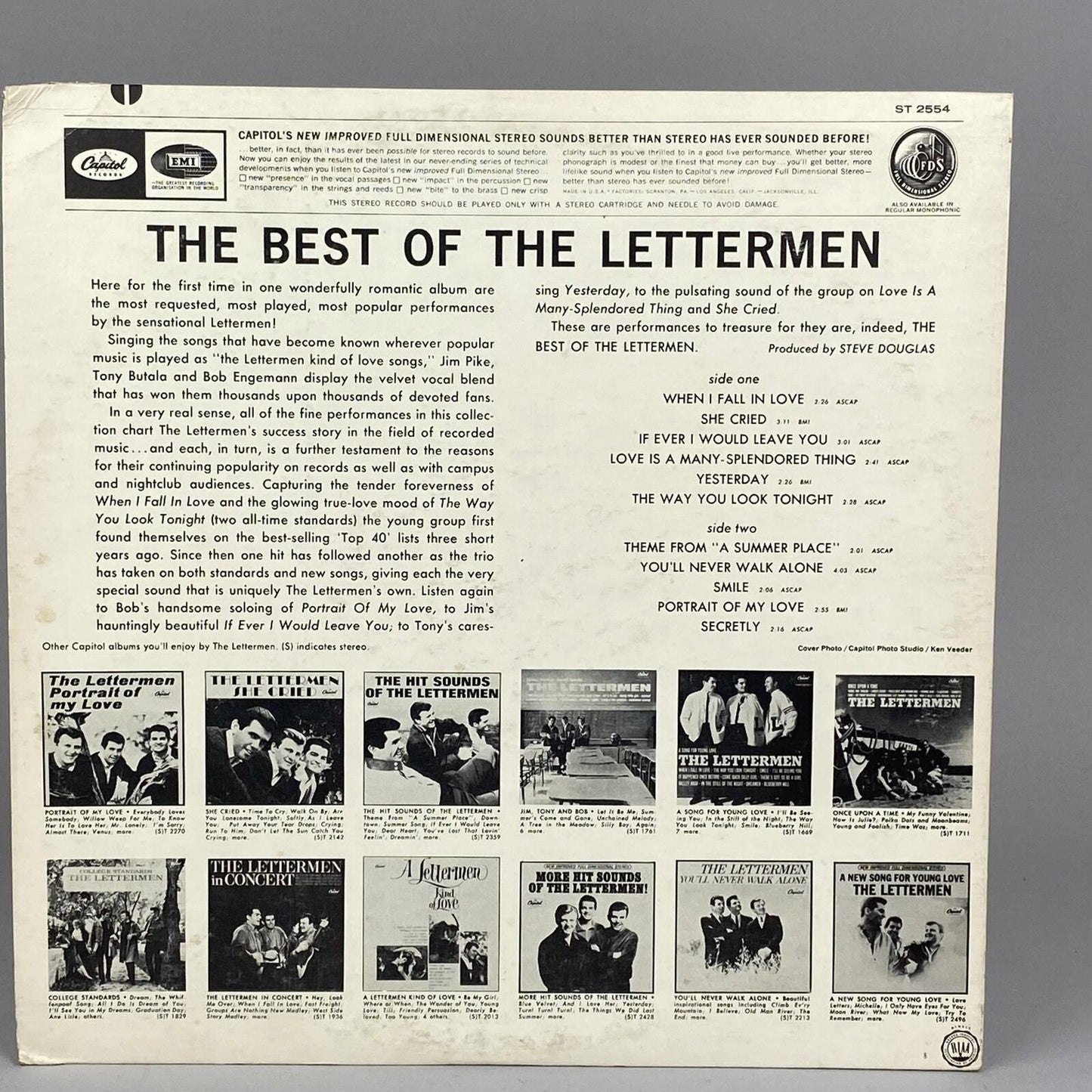The Best of The Lettermen Vinyl Record LP Capitol Starline ST 2554 Full Stereo