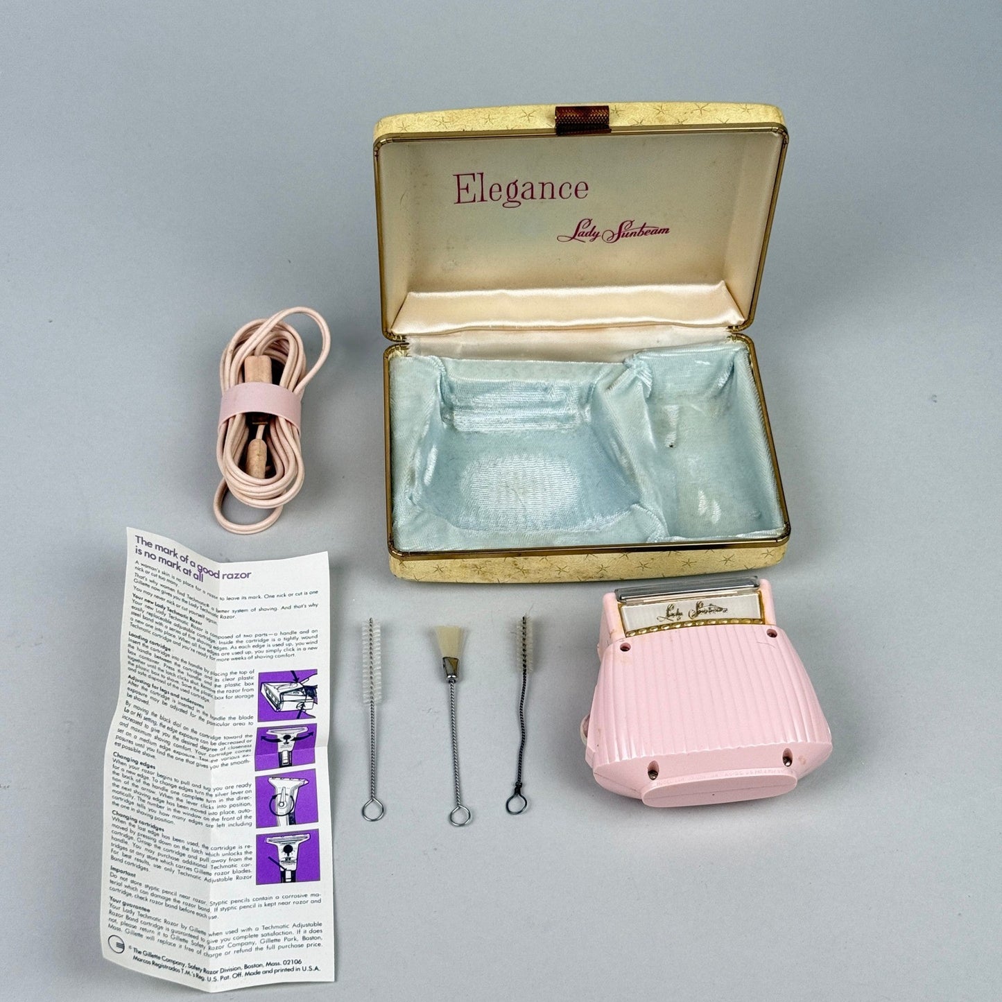 Vintage Lady Sunbeam Elegance Pink Electric Shaver Razor with Case