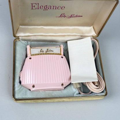 Vintage Lady Sunbeam Elegance Pink Electric Shaver Razor with Case