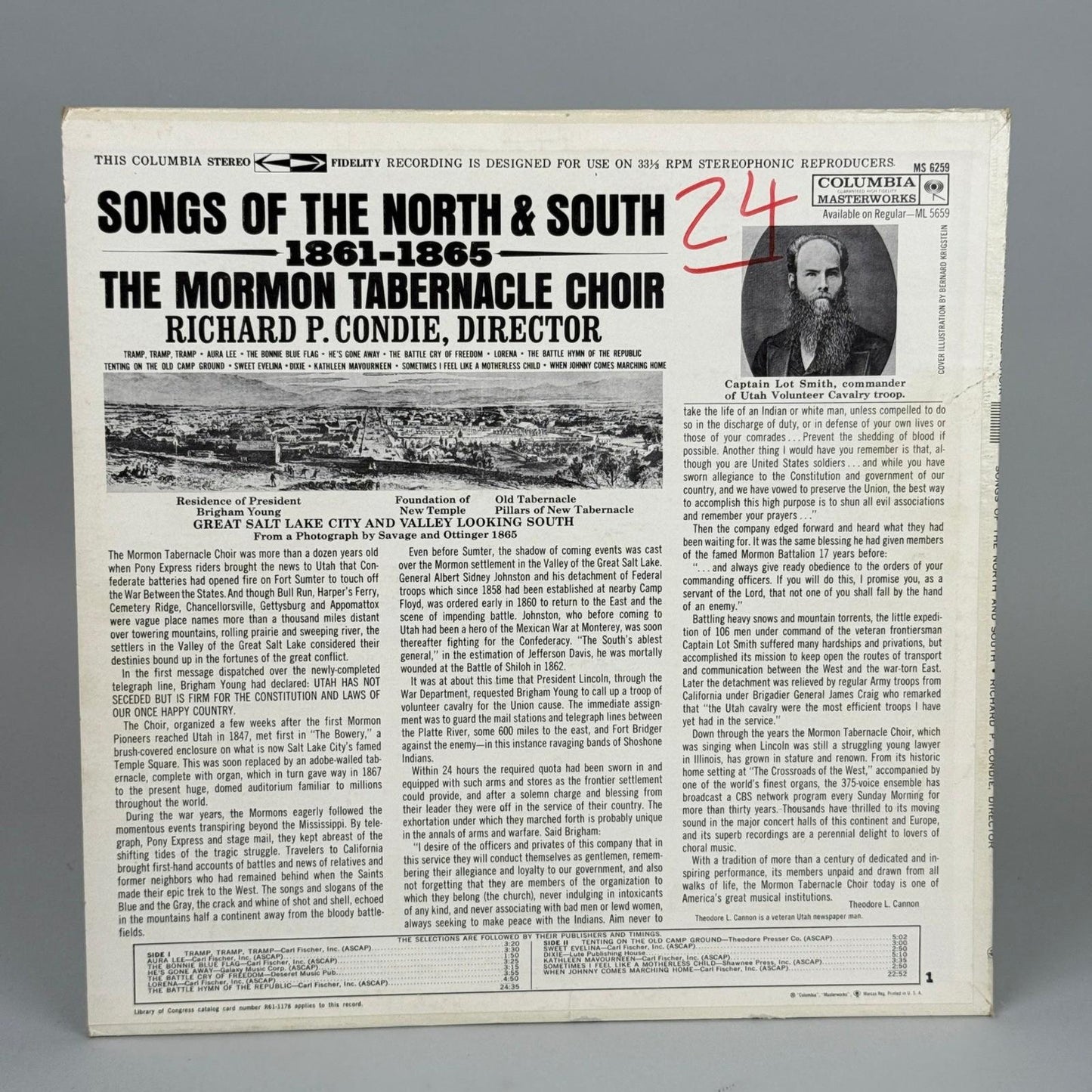 Songs of the North & South 1861-1865 Mormon Tabernacle 6-EYE Vinyl Record -NM