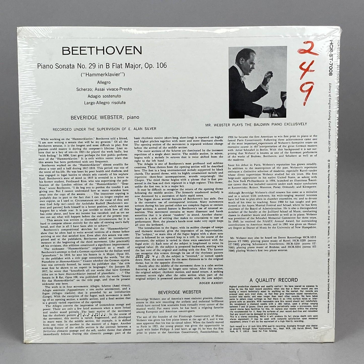 NOS Beethoven Beveridge Webster Piano Sonata No. 29 In B Flat Major Op. 106