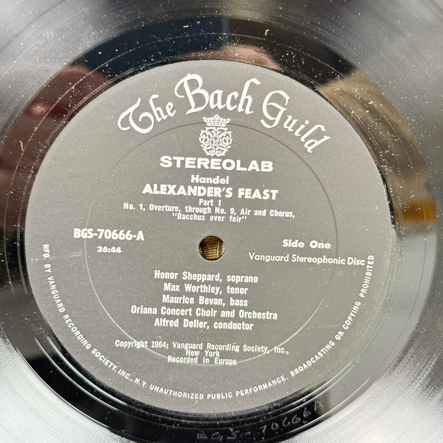 Handel Alexander's Feast 2 Vinyl Record Set The Bach Guild Stereo NEAR MINT