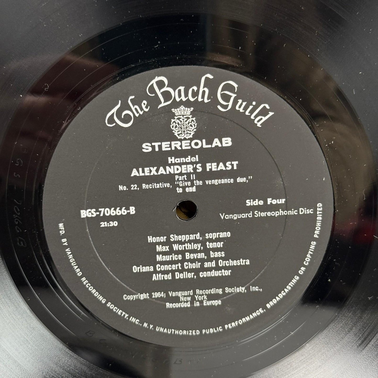 Handel Alexander's Feast 2 Vinyl Record Set The Bach Guild Stereo NEAR MINT
