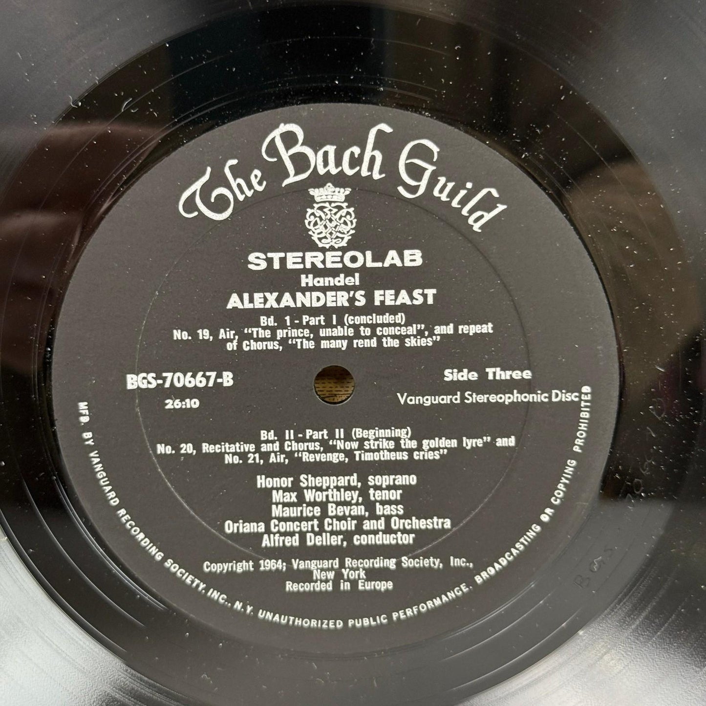 Handel Alexander's Feast 2 Vinyl Record Set The Bach Guild Stereo NEAR MINT