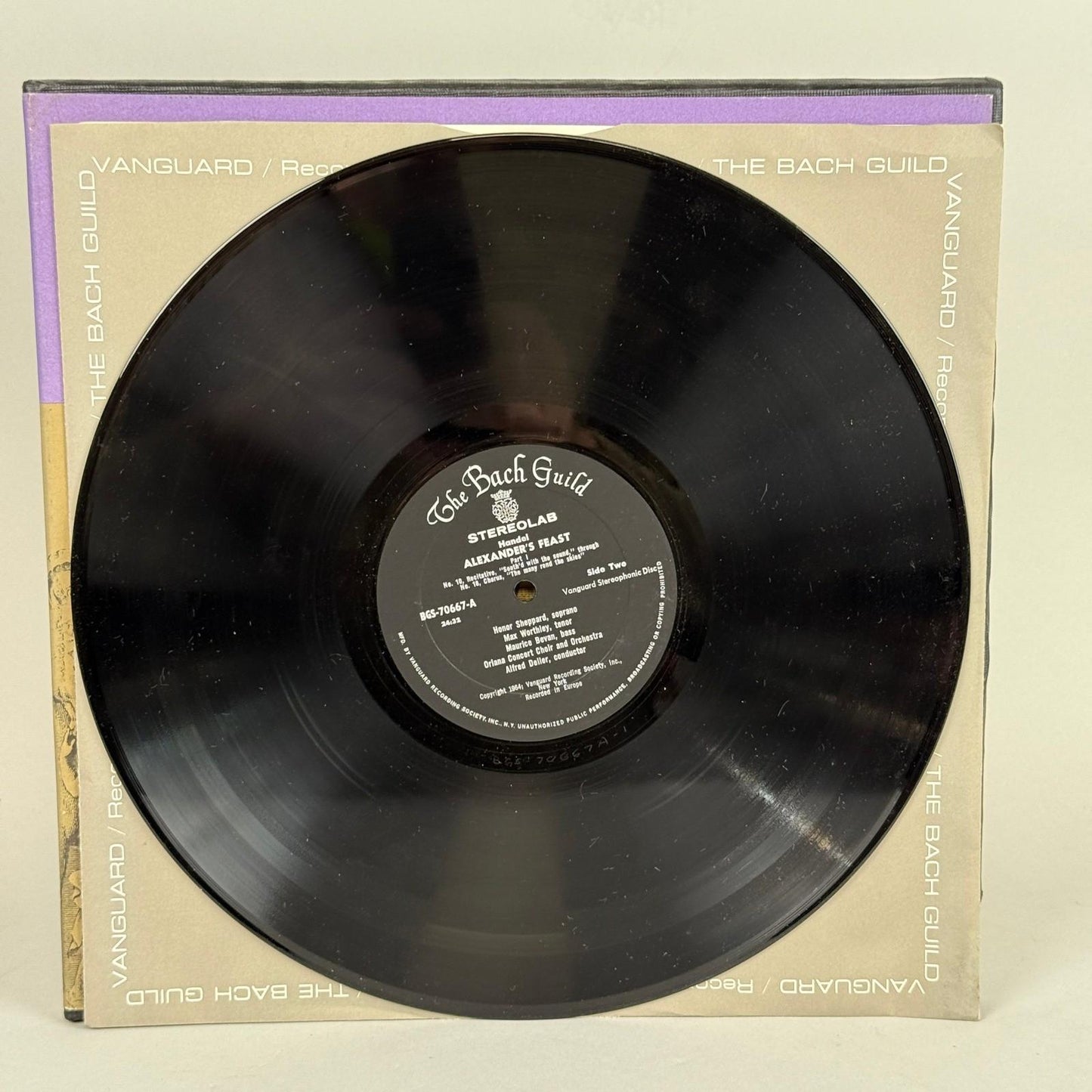 Handel Alexander's Feast 2 Vinyl Record Set The Bach Guild Stereo NEAR MINT