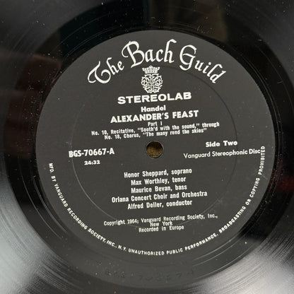 Handel Alexander's Feast 2 Vinyl Record Set The Bach Guild Stereo NEAR MINT
