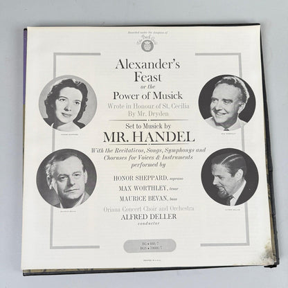 Handel Alexander's Feast 2 Vinyl Record Set The Bach Guild Stereo NEAR MINT